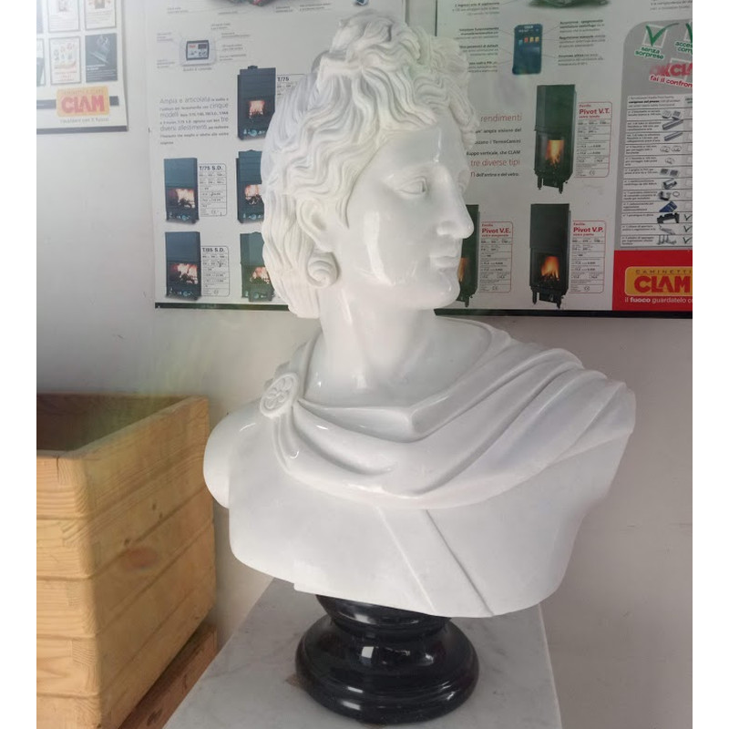 BUSTO IN MARMO BIANCO APOLLO Cm. 80 MOD. 010